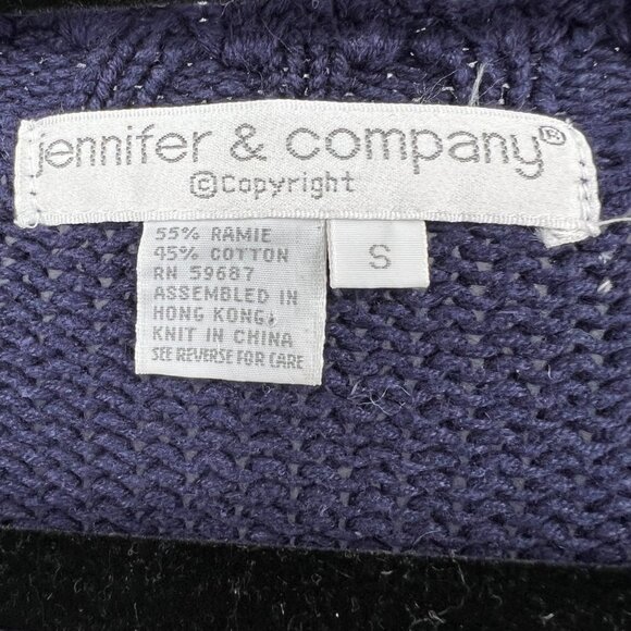 Jennifer & Company Knit Blue Floral Embroidered Sweater Jacket woman's size smal - Picture 2 of 15